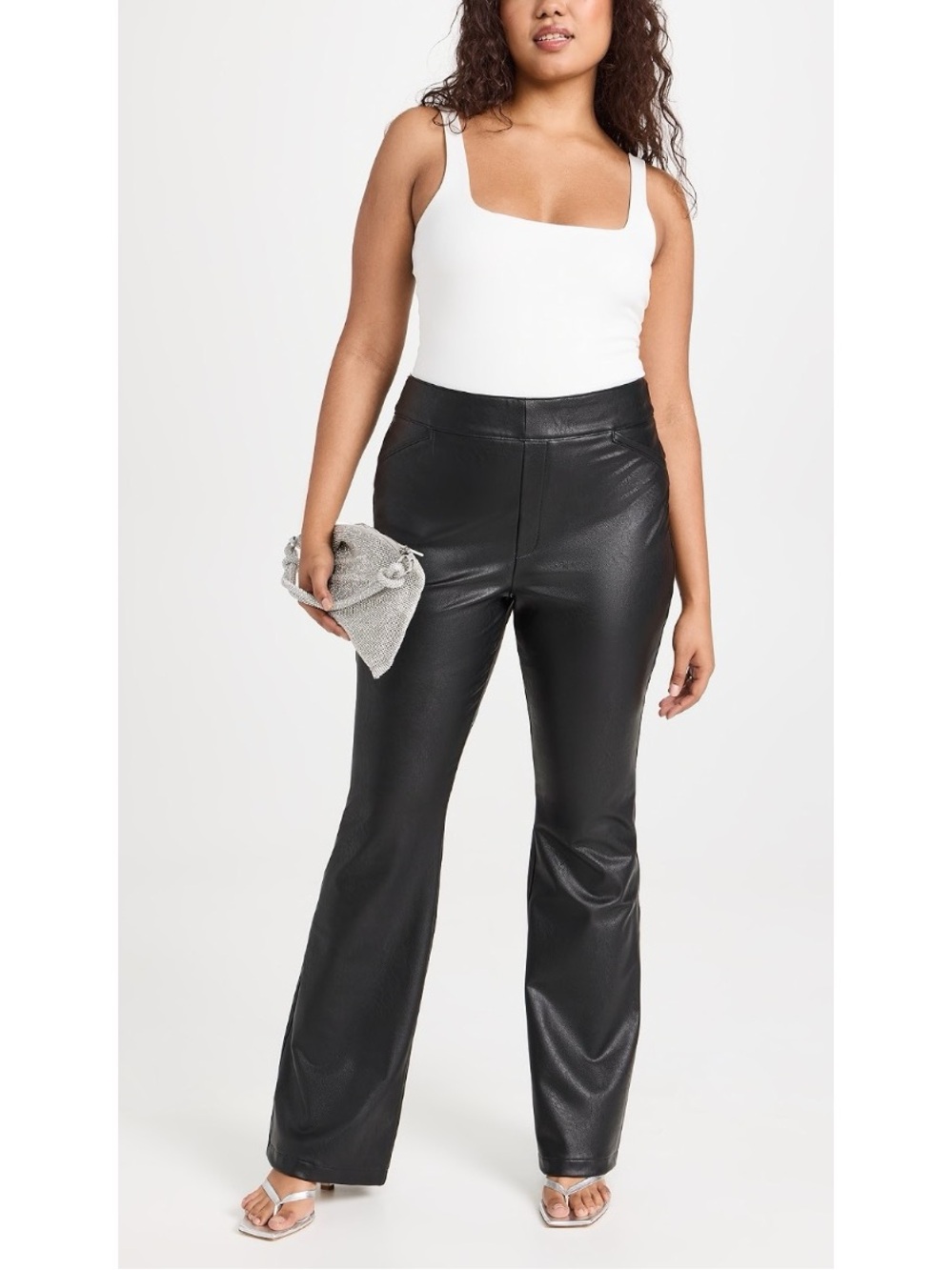 Spanx Leather-Like Flare Pants Black